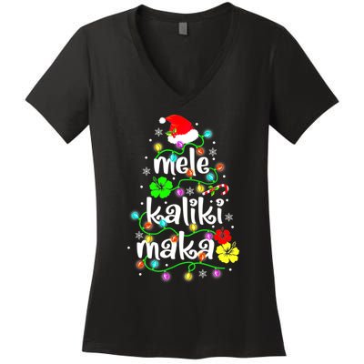 Mele Kalikimaka For Women Hawaiian Hawaii Christmas Women's V-Neck T-Shirt