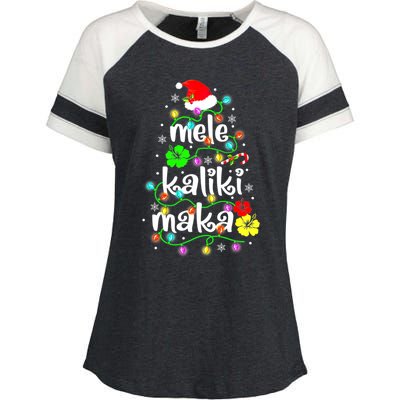 Mele Kalikimaka For Women Hawaiian Hawaii Christmas Enza Ladies Jersey Colorblock Tee