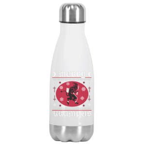 Merry Krampus Goth Christmas Ugly Sweater Krampus Xmas Gift Stainless Steel Insulated Water Bottle