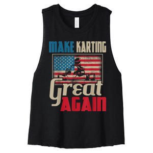 Make Karting Great Again Go Kart Racing Racer Karting Women's Racerback Cropped Tank