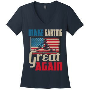 Make Karting Great Again Go Kart Racing Racer Karting Women's V-Neck T-Shirt