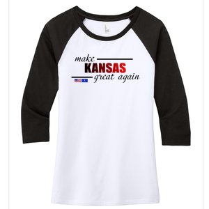 Make Kansas Great Again Women's Tri-Blend 3/4-Sleeve Raglan Shirt