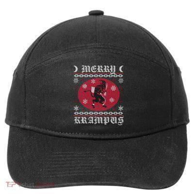 Merry Krampus. Goth Christmas Ugly Sweater. Krampus Xmas 7-Panel Snapback Hat