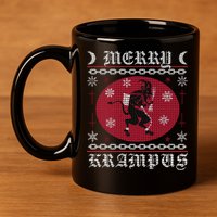 Merry Krampus. Goth Christmas Ugly Sweater. Krampus Xmas 11oz C Handle Ceramic Mug