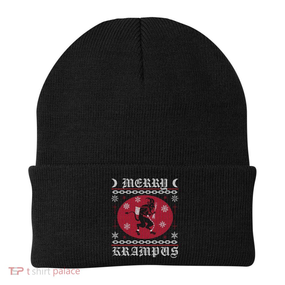 Merry Krampus. Goth Christmas Ugly Sweater. Krampus Xmas Beanie