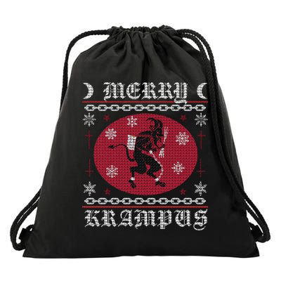 Merry Krampus. Goth Christmas Ugly Sweater. Krampus Xmas Drawstring Bag