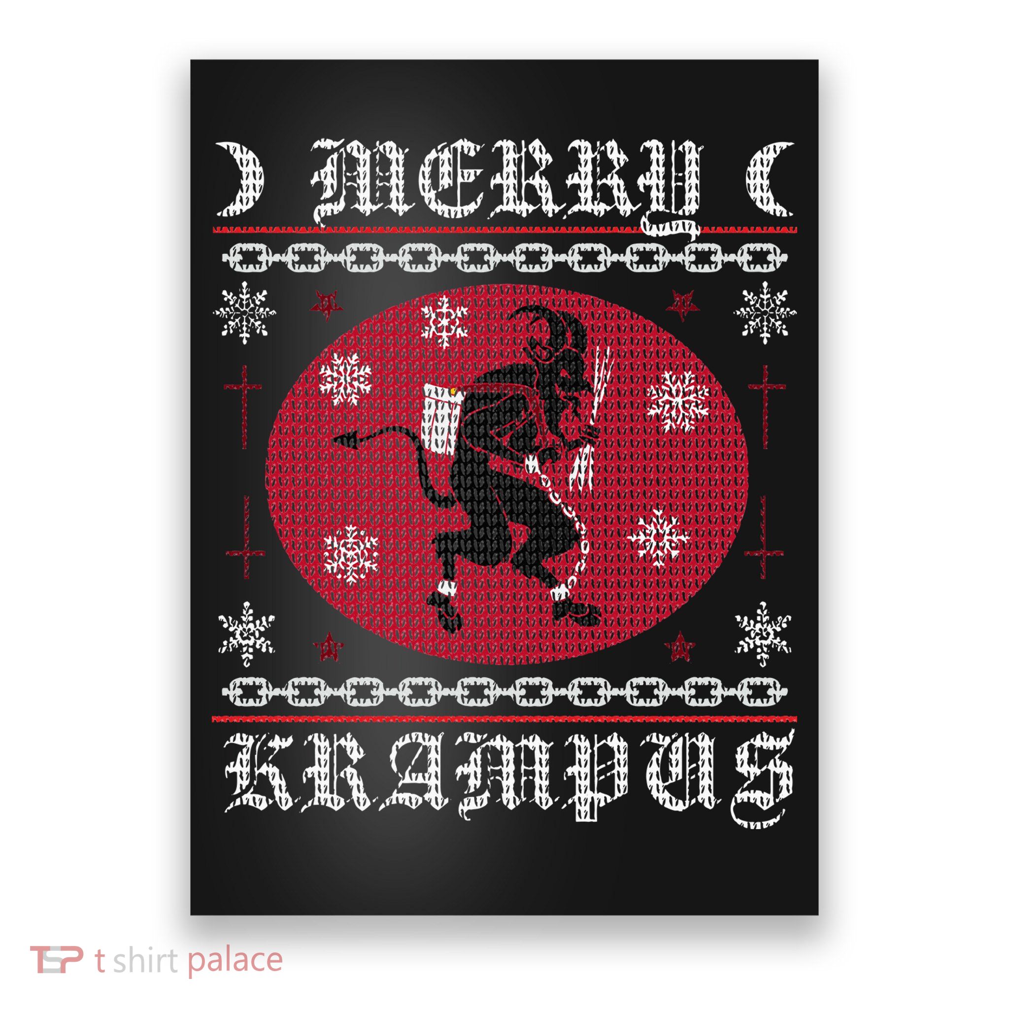 Merry Krampus. Goth Christmas Ugly Sweater. Krampus Xmas Poster