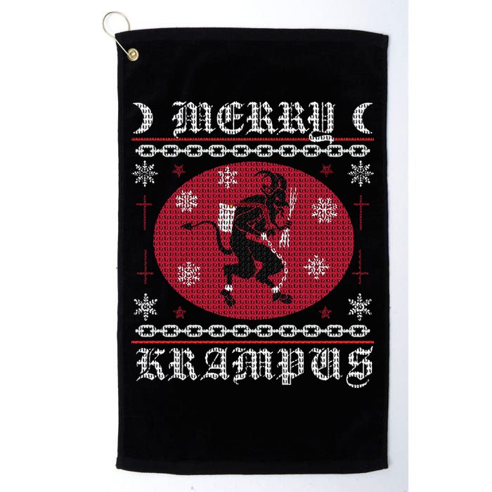 Merry Krampus. Goth Christmas Ugly Sweater. Krampus Xmas Golf Towel