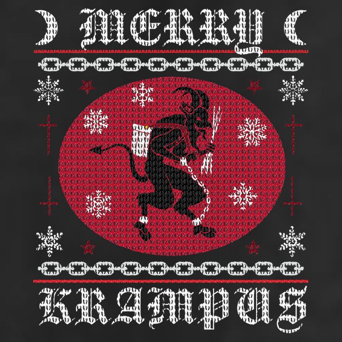 Merry Krampus. Goth Christmas Ugly Sweater. Krampus Xmas Golf Towel