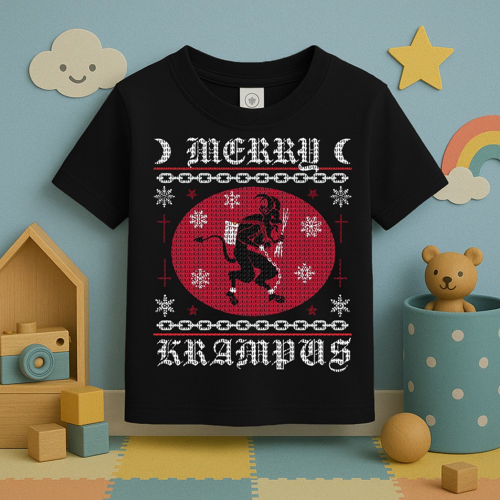 Merry Krampus. Goth Christmas Ugly Sweater. Krampus Xmas Toddler T-Shirt