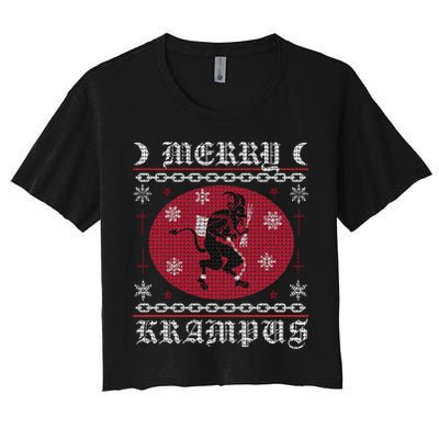 Merry Krampus. Goth Christmas Ugly Sweater. Krampus Xmas Women's Crop Top Tee