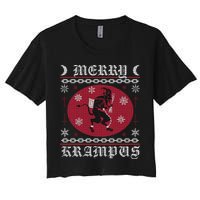 Merry Krampus. Goth Christmas Ugly Sweater. Krampus Xmas Women's Crop Top Tee