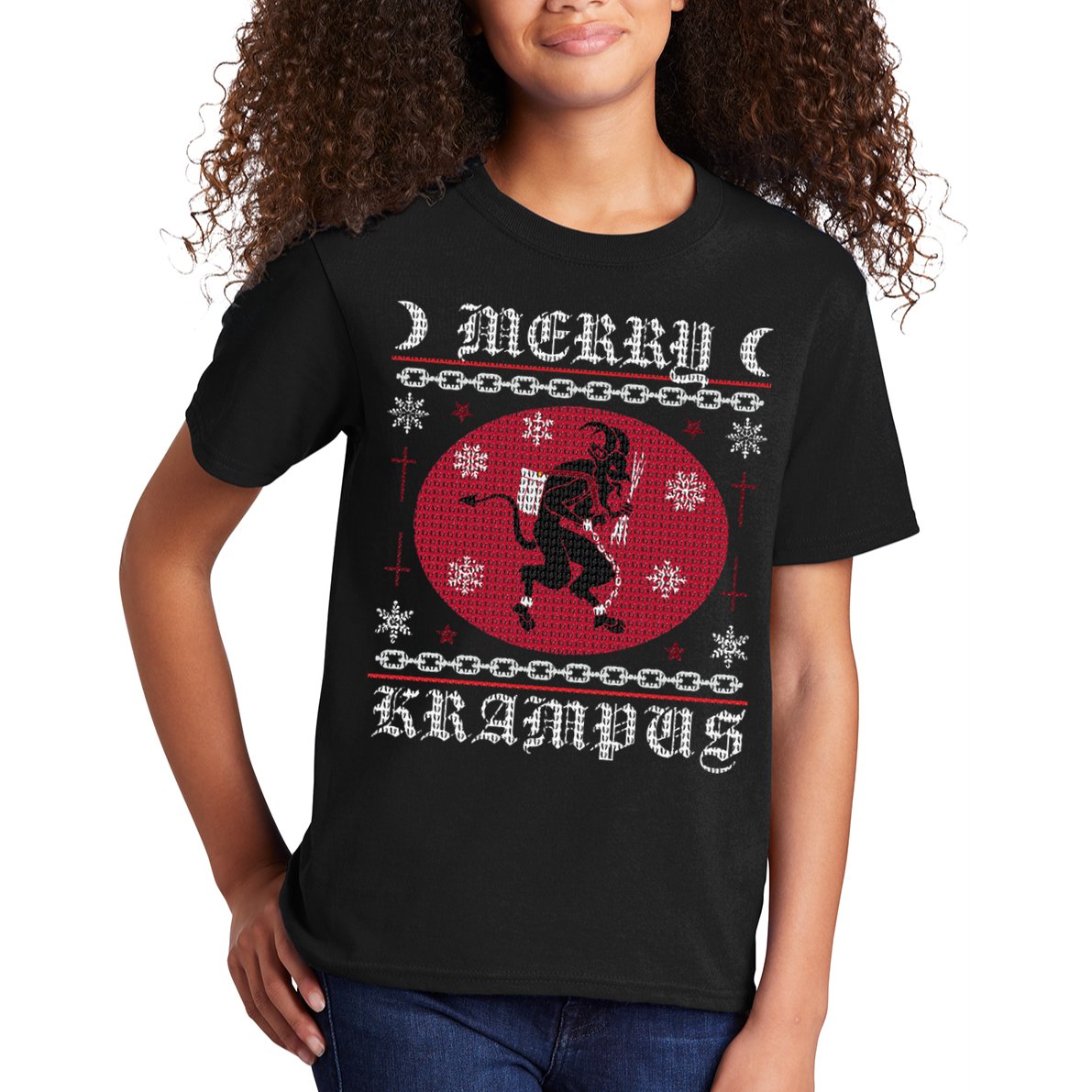 Merry Krampus. Goth Christmas Ugly Sweater. Krampus Xmas Kids T-Shirt