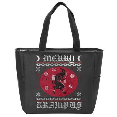 Merry Krampus. Goth Christmas Ugly Sweater. Krampus Xmas Zip Tote Bag
