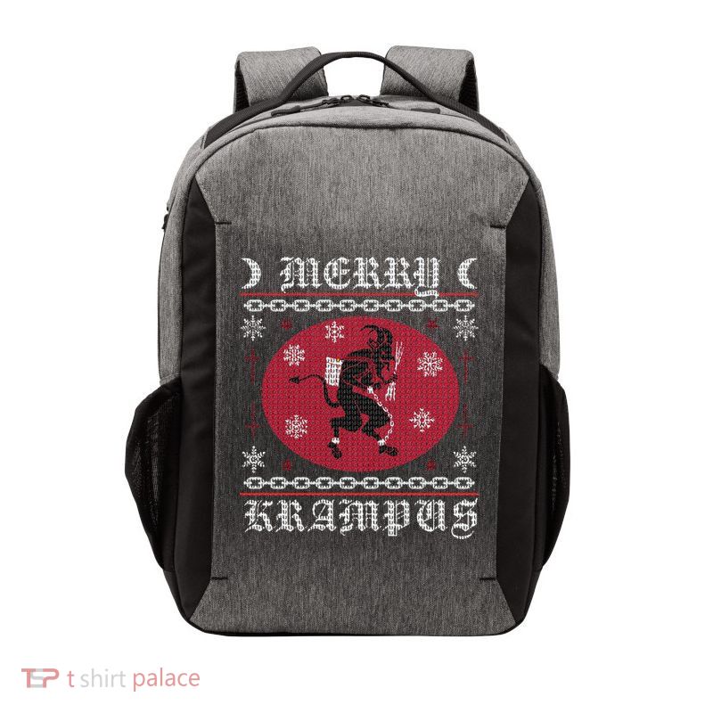 Merry Krampus. Goth Christmas Ugly Sweater. Krampus Xmas Vector Backpack