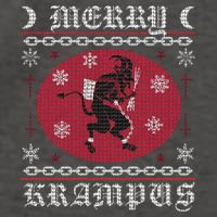 Merry Krampus. Goth Christmas Ugly Sweater. Krampus Xmas Vector Backpack