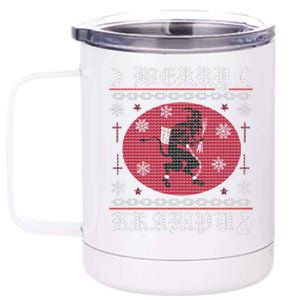 Merry Krampus. Goth Christmas Ugly Sweater. Krampus Xmas 12 oz Stainless Steel Tumbler Cup