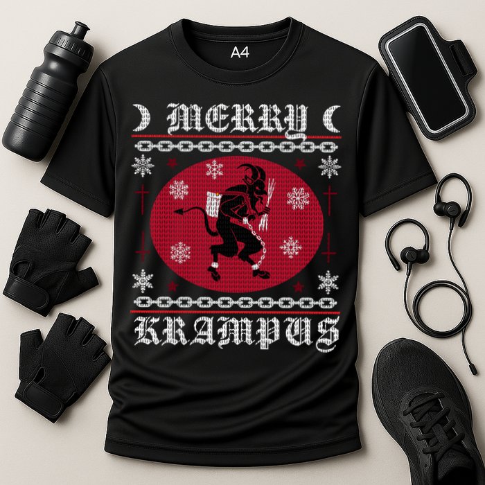Merry Krampus Goth Christmas Ugly Sweater Krampus Xmas Great Gift Cooling Performance Crew T-Shirt