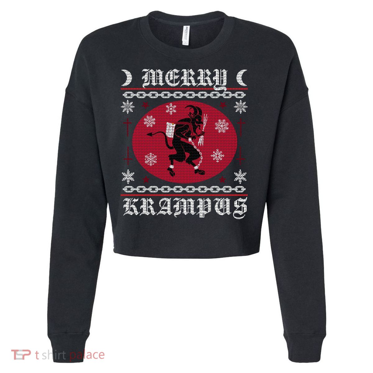 Merry Krampus Goth Christmas Ugly Sweater Krampus Xmas Great Gift Cropped Pullover Crew