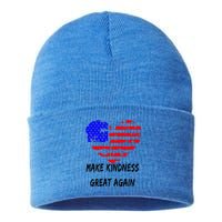 Make Kindness Great Again Distressed Flag Heart Meaningful Gift Sustainable Knit Beanie