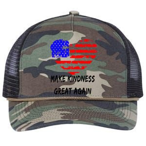 Make Kindness Great Again Distressed Flag Heart Meaningful Gift Retro Rope Trucker Hat Cap