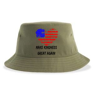 Make Kindness Great Again Distressed Flag Heart Meaningful Gift Sustainable Bucket Hat