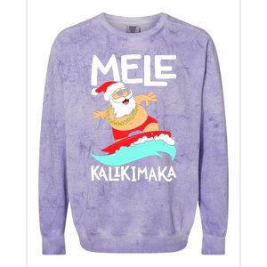 Mele Kalikimaka Hawaiian Christmas Hawaii Surfing Santa Colorblast Crewneck Sweatshirt