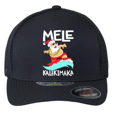 Mele Kalikimaka Hawaiian Christmas Hawaii Surfing Santa Flexfit Unipanel Trucker Cap