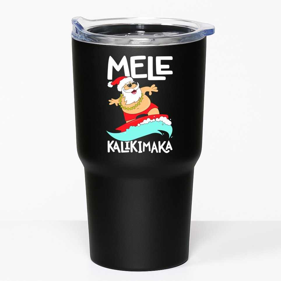 Mele Kalikimaka Hawaiian Christmas Hawaii Surfing Santa Tumbler