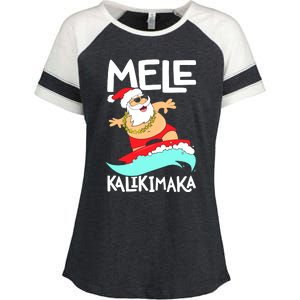 Mele Kalikimaka Hawaiian Christmas Hawaii Surfing Santa Enza Ladies Jersey Colorblock Tee