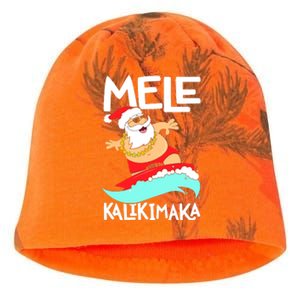 Mele Kalikimaka Hawaiian Christmas Hawaii Surfing Santa Kati - Camo Knit Beanie