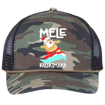 Mele Kalikimaka Hawaiian Christmas Hawaii Surfing Santa Retro Rope Trucker Hat Cap