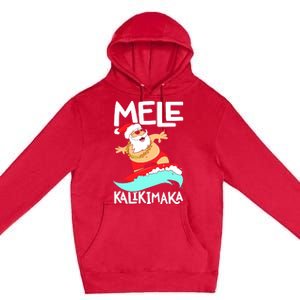 Mele Kalikimaka Hawaiian Christmas Hawaii Surfing Santa Premium Pullover Hoodie