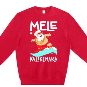 Mele Kalikimaka Hawaiian Christmas Hawaii Surfing Santa Premium Crewneck Sweatshirt