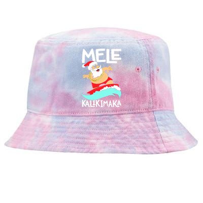 Mele Kalikimaka Hawaiian Christmas Hawaii Surfing Santa Tie-Dyed Bucket Hat