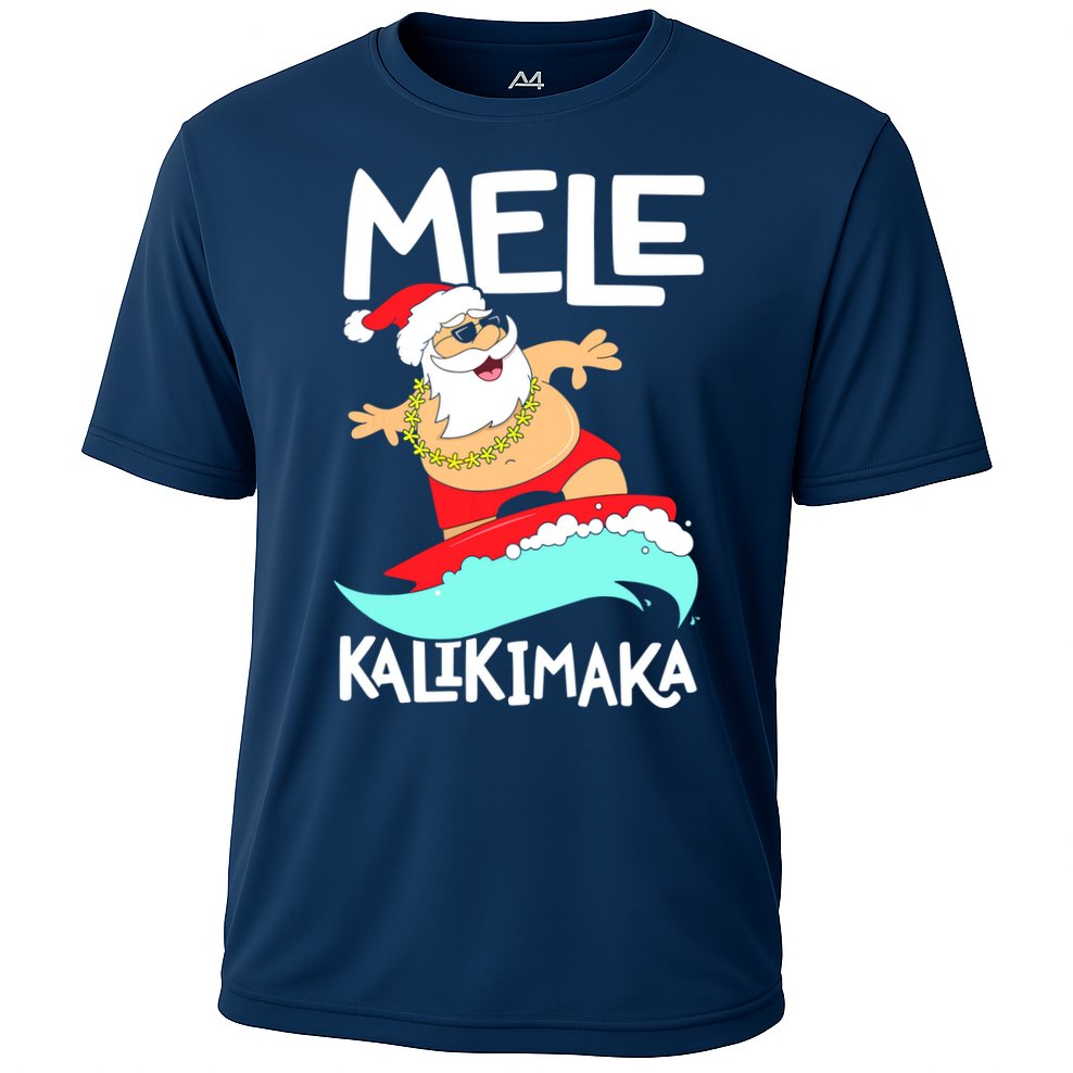 Mele Kalikimaka Hawaiian Christmas Hawaii Surfing Santa Performance Shirt