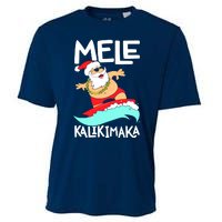 Mele Kalikimaka Hawaiian Christmas Hawaii Surfing Santa Cooling Performance Crew T-Shirt