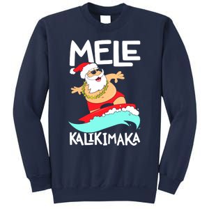 Mele Kalikimaka Hawaiian Christmas Hawaii Surfing Santa Sweatshirt