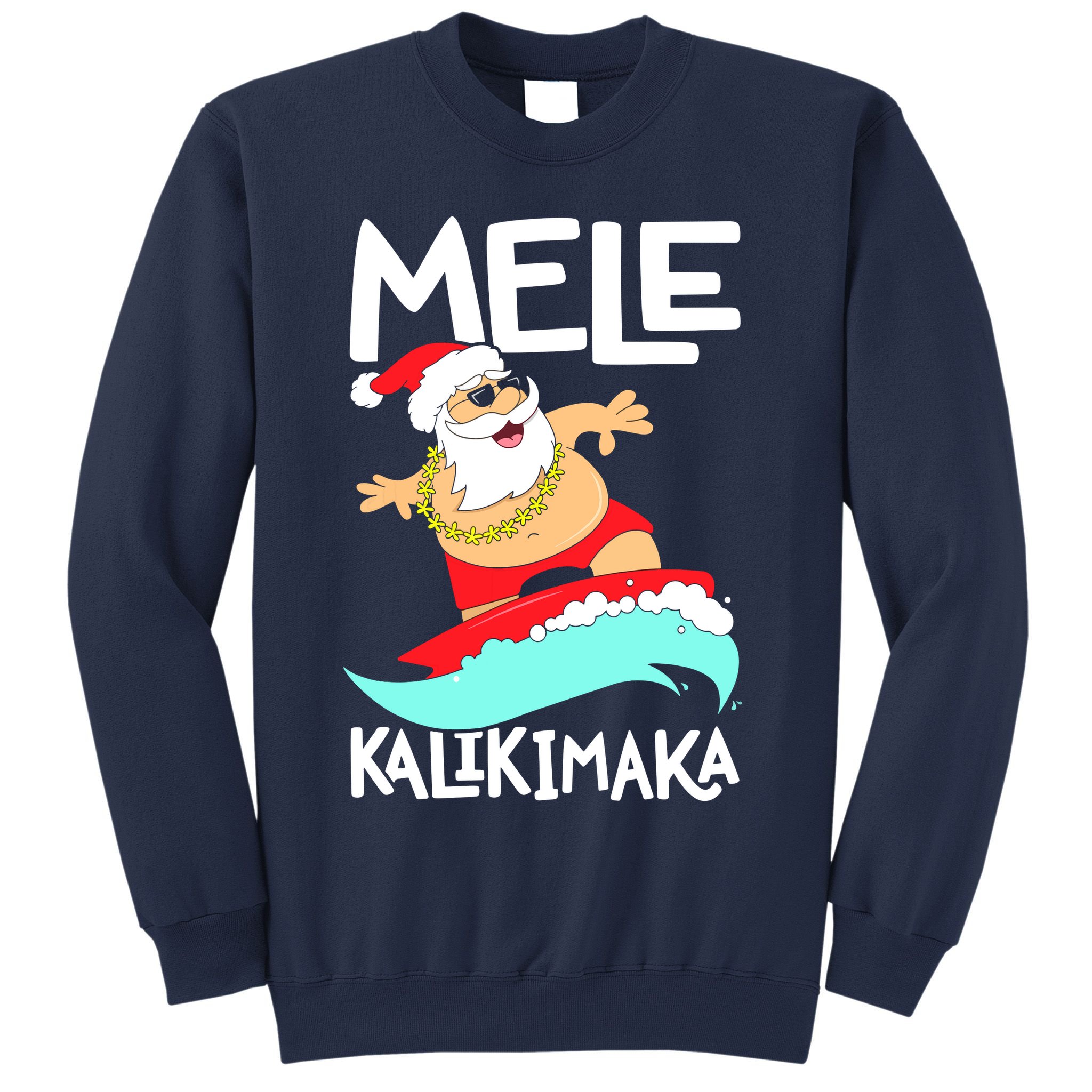 Mele Kalikimaka Hawaiian Christmas Hawaii Surfing Santa Sweatshirt