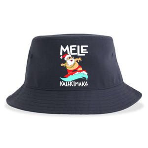 Mele Kalikimaka Hawaiian Christmas Hawaii Surfing Santa Sustainable Bucket Hat