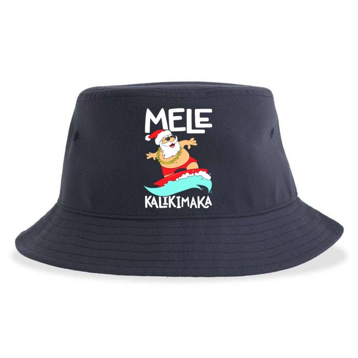 Mele Kalikimaka Hawaiian Christmas Hawaii Surfing Santa Sustainable Bucket Hat