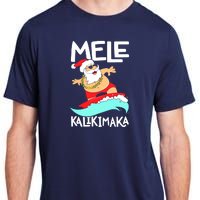 Mele Kalikimaka Hawaiian Christmas Hawaii Surfing Santa Adult ChromaSoft Performance T-Shirt