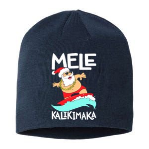 Mele Kalikimaka Hawaiian Christmas Hawaii Surfing Santa Sustainable Beanie