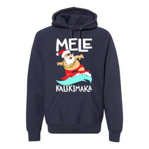 Mele Kalikimaka Hawaiian Christmas Hawaii Surfing Santa Premium Hoodie