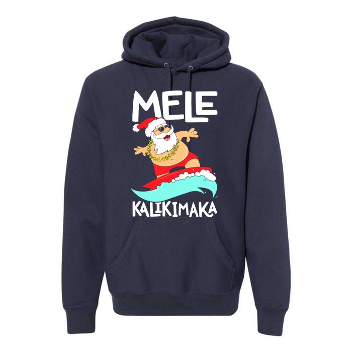 Mele Kalikimaka Hawaiian Christmas Hawaii Surfing Santa Premium Hoodie