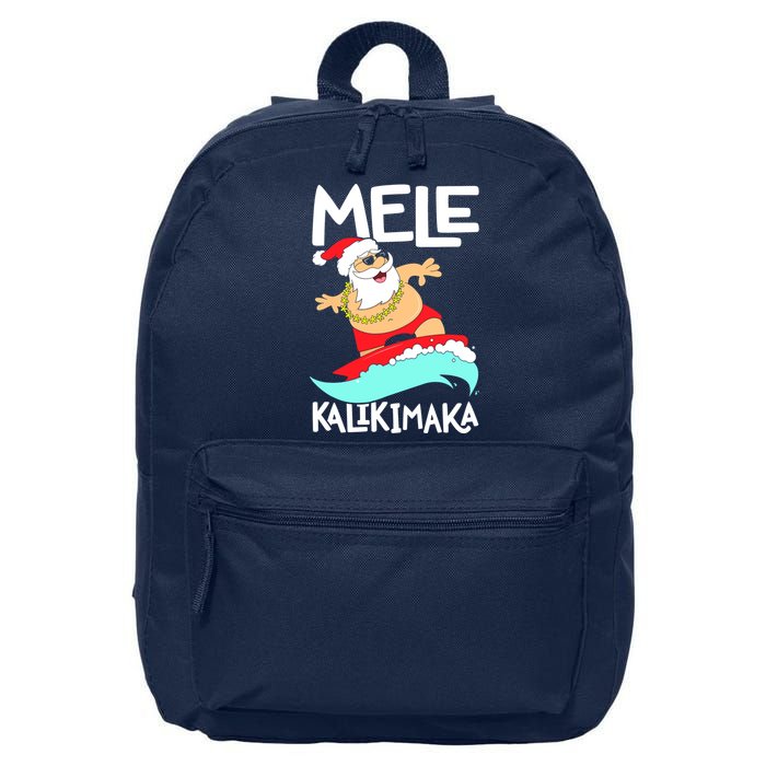 Mele Kalikimaka Hawaiian Christmas Hawaii Surfing Santa 16 in Basic Backpack