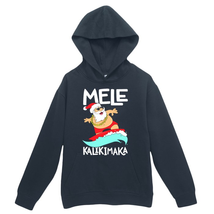 Mele Kalikimaka Hawaiian Christmas Hawaii Surfing Santa Urban Pullover Hoodie