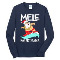 Mele Kalikimaka Hawaiian Christmas Hawaii Surfing Santa Tall Long Sleeve T-Shirt