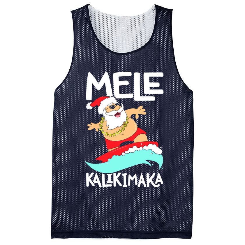 Mele Kalikimaka Hawaiian Christmas Hawaii Surfing Santa Mesh Reversible Basketball Jersey Tank