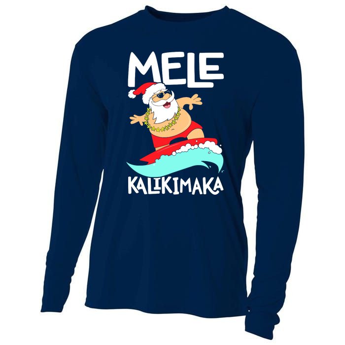 Mele Kalikimaka Hawaiian Christmas Hawaii Surfing Santa Cooling Performance Long Sleeve Crew